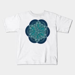 Flower Of Life Blue Green Kids T-Shirt